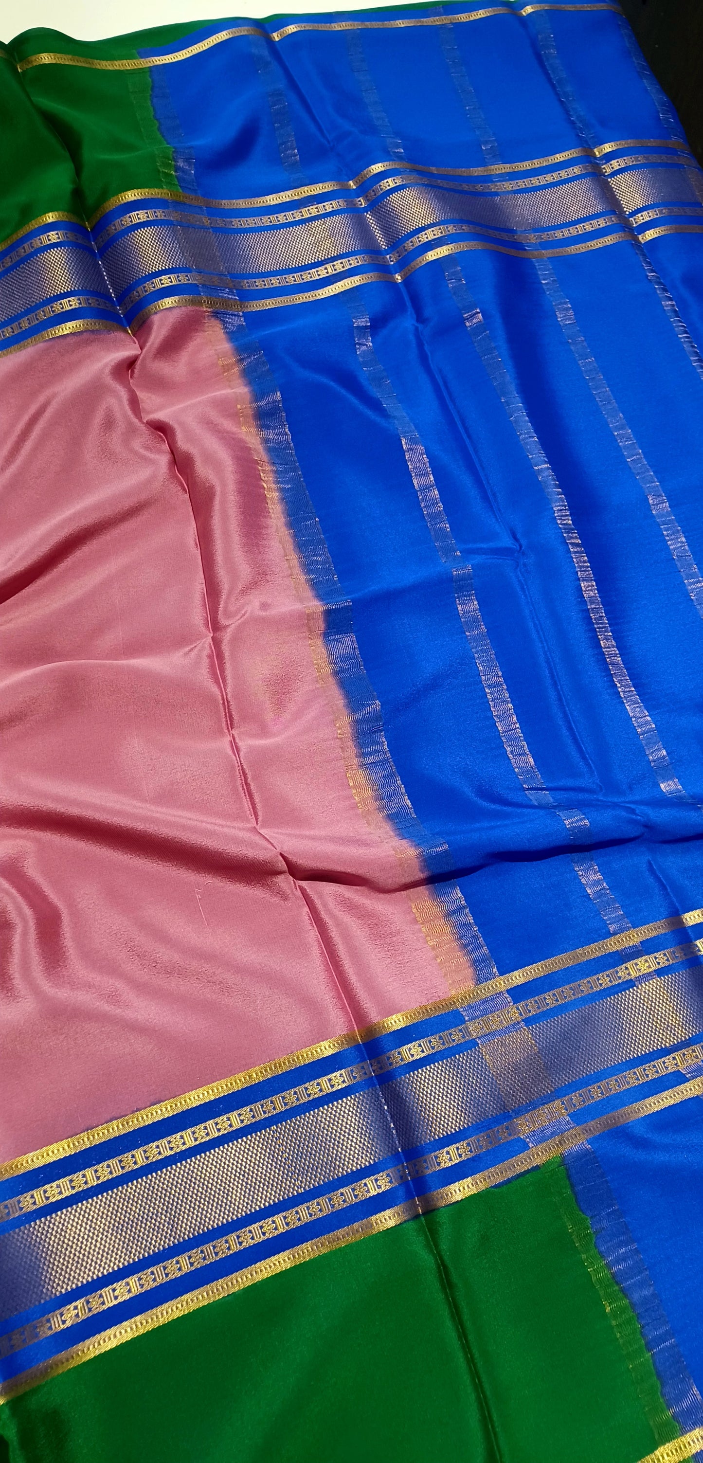 Dusty Pink Premium Bentex 3D Mysore Crepe Pure Silk Saree