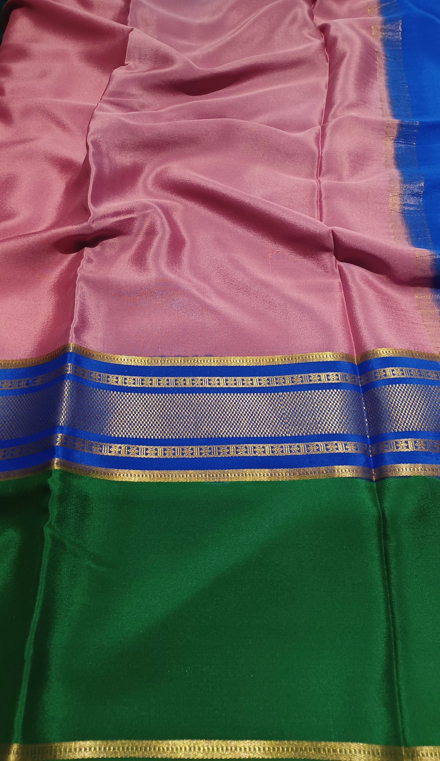 Dusty Pink Premium Bentex 3D Mysore Crepe Pure Silk Saree