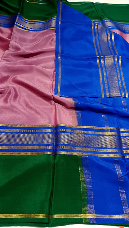 Dusty Pink Premium Bentex 3D Mysore Crepe Pure Silk Saree