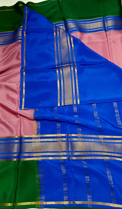 Dusty Pink Premium Bentex 3D Mysore Crepe Pure Silk Saree