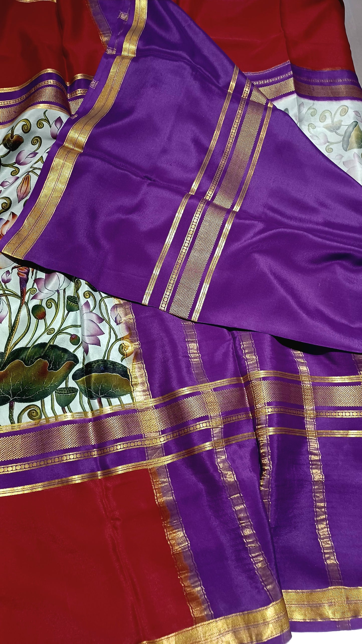 Seafoam Green Digital Print Premium Bentex 3D Mysore Crepe Pure Silk Saree