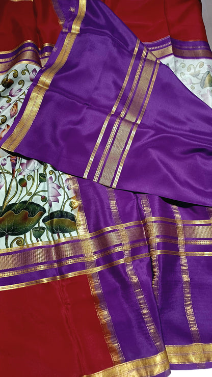 Seafoam Green Digital Print Premium Bentex 3D Mysore Crepe Pure Silk Saree