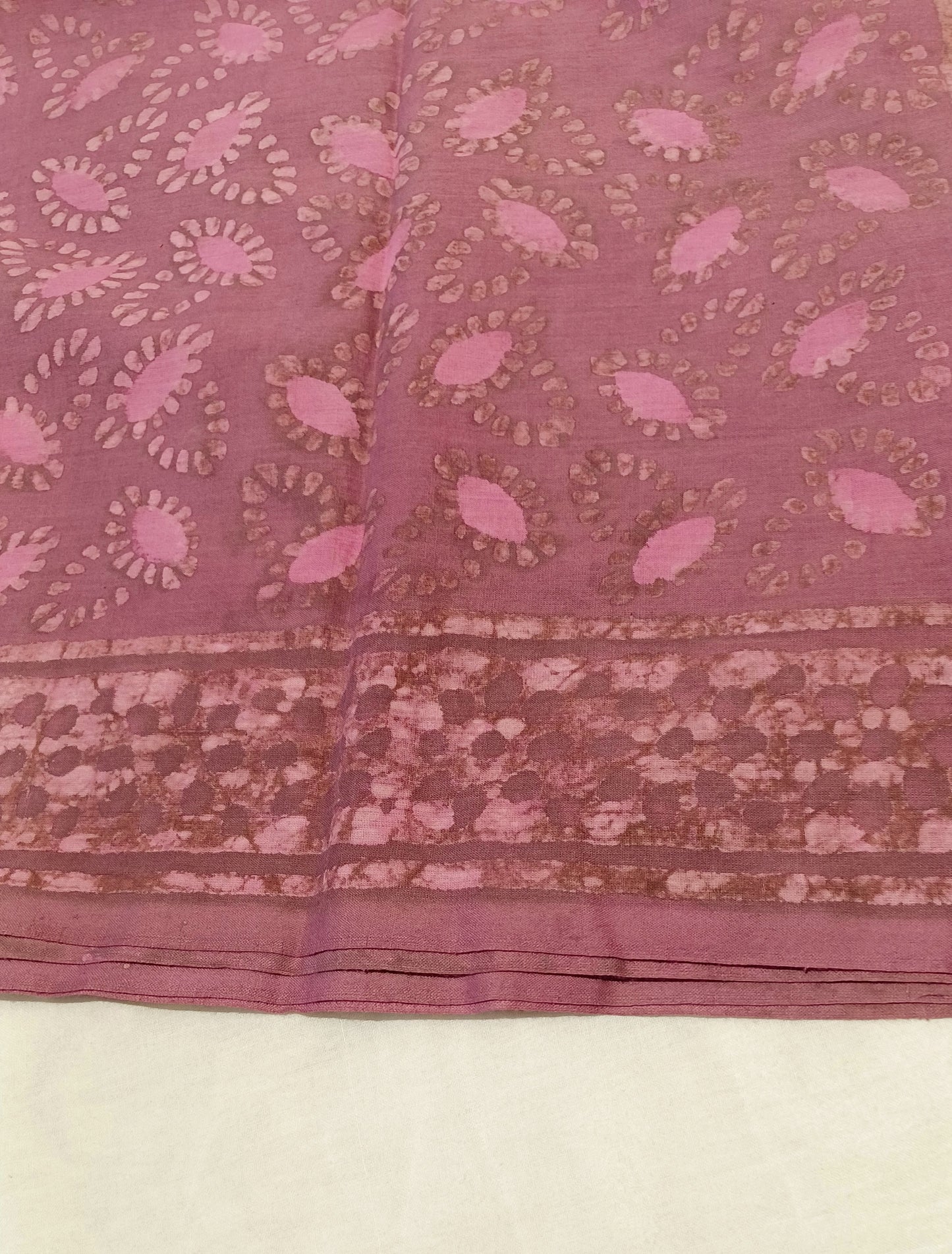 Dusky Pink Dabu handblock printed cotton saree