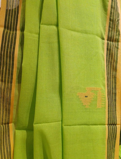 Light Green handwoven bengal cotton Jamdani saree