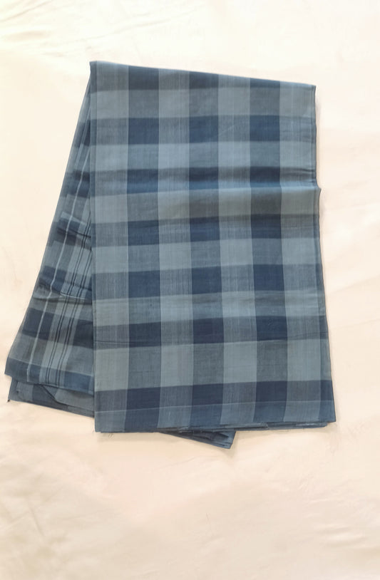 Bobbili Handloom Cotton Indigo Checks Saree