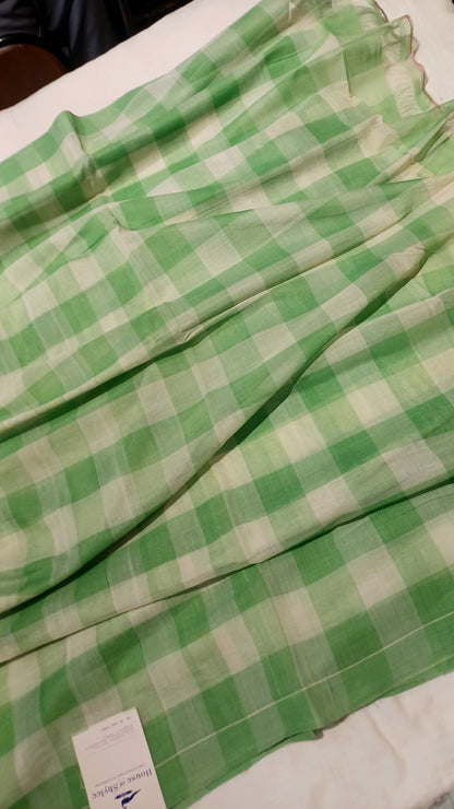 Bobbili Handloom Cotton Checks  with Pallu Saree