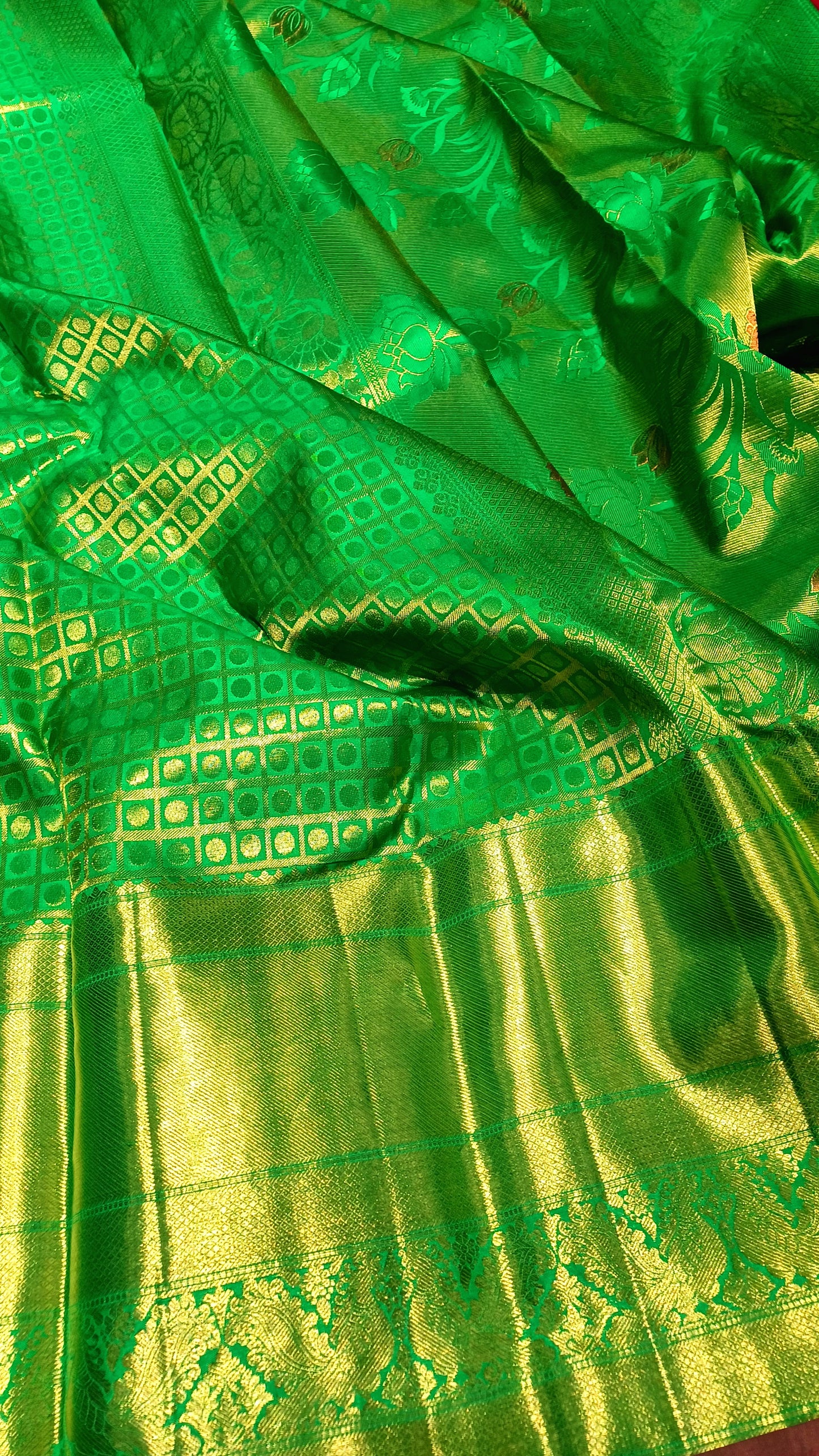 Green Bridal Kanchipuram pure silk brocade weave saree