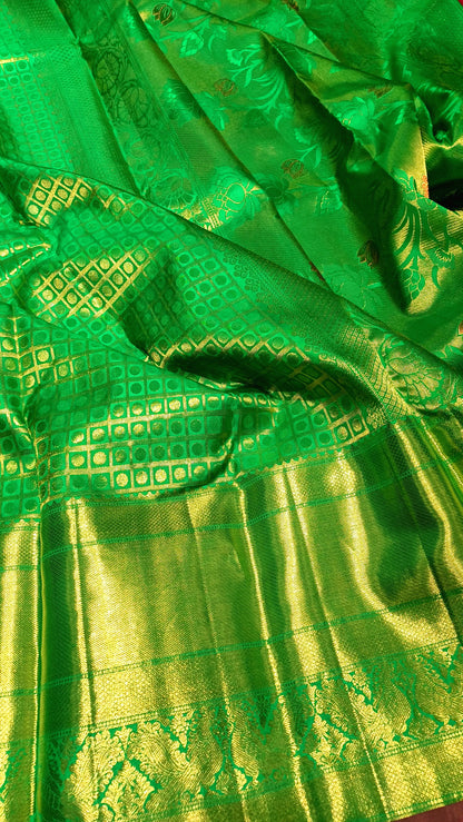 Green Bridal Kanchipuram pure silk brocade weave saree