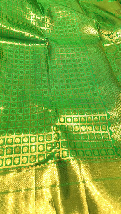Green Bridal Kanchipuram pure silk brocade weave saree
