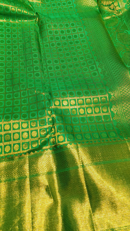 Green Bridal Kanchipuram pure silk brocade weave saree