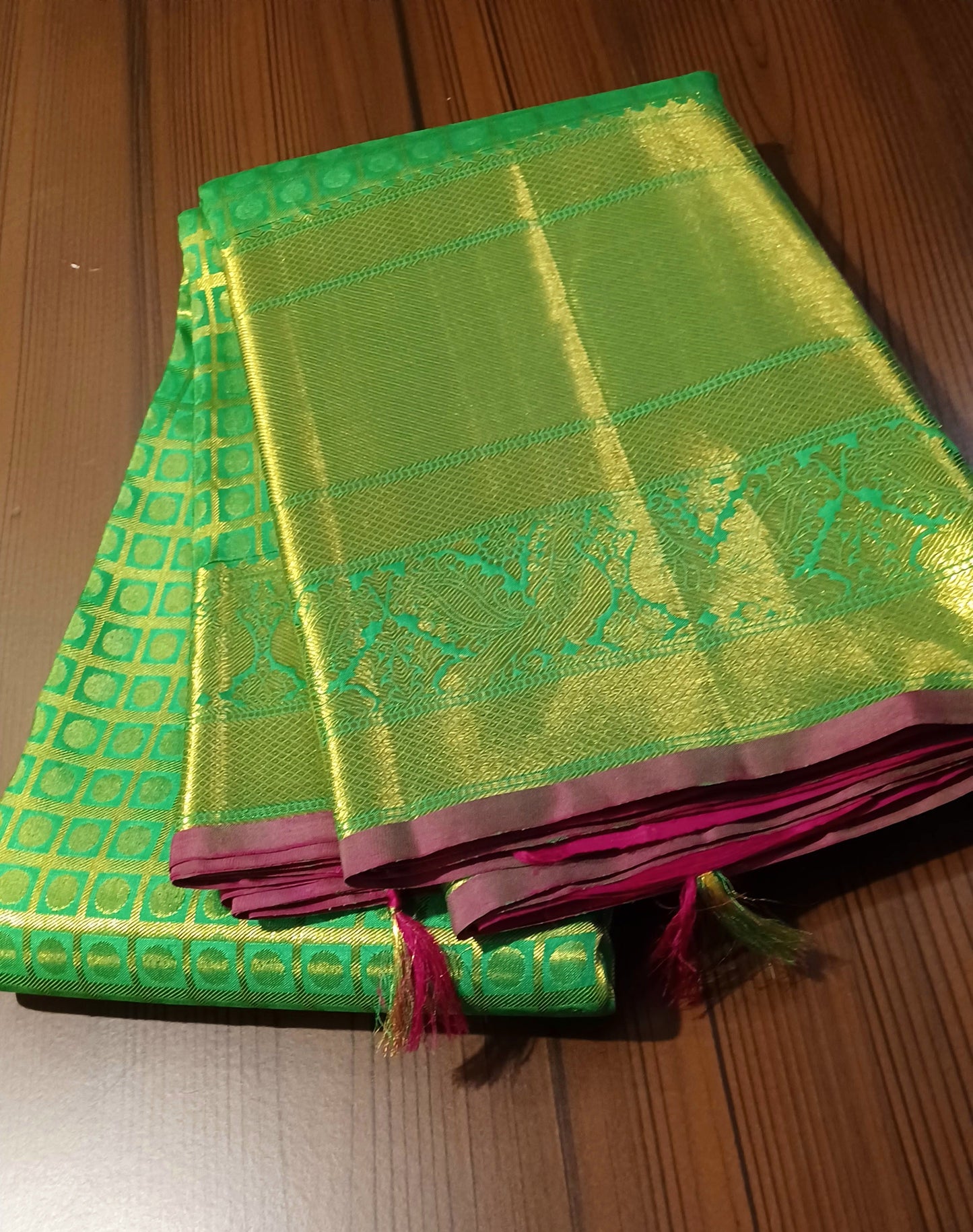 Green Bridal Kanchipuram pure silk brocade weave saree