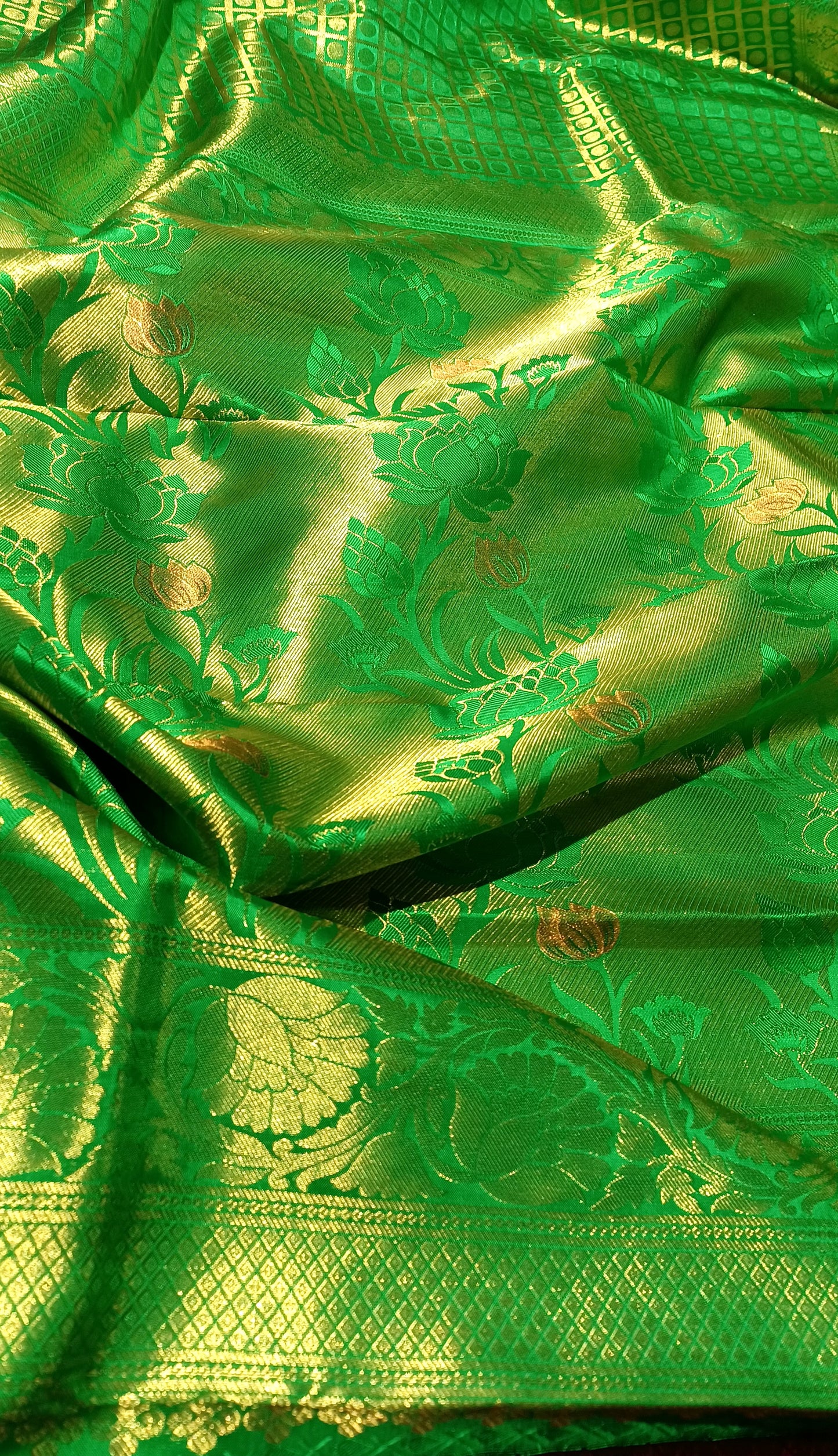Green Bridal Kanchipuram pure silk brocade weave saree