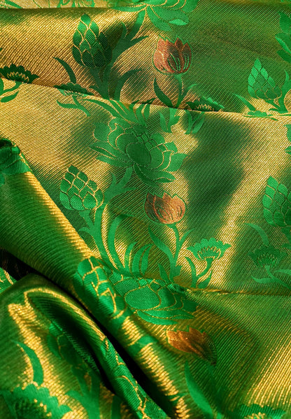 Green Bridal Kanchipuram pure silk brocade weave saree