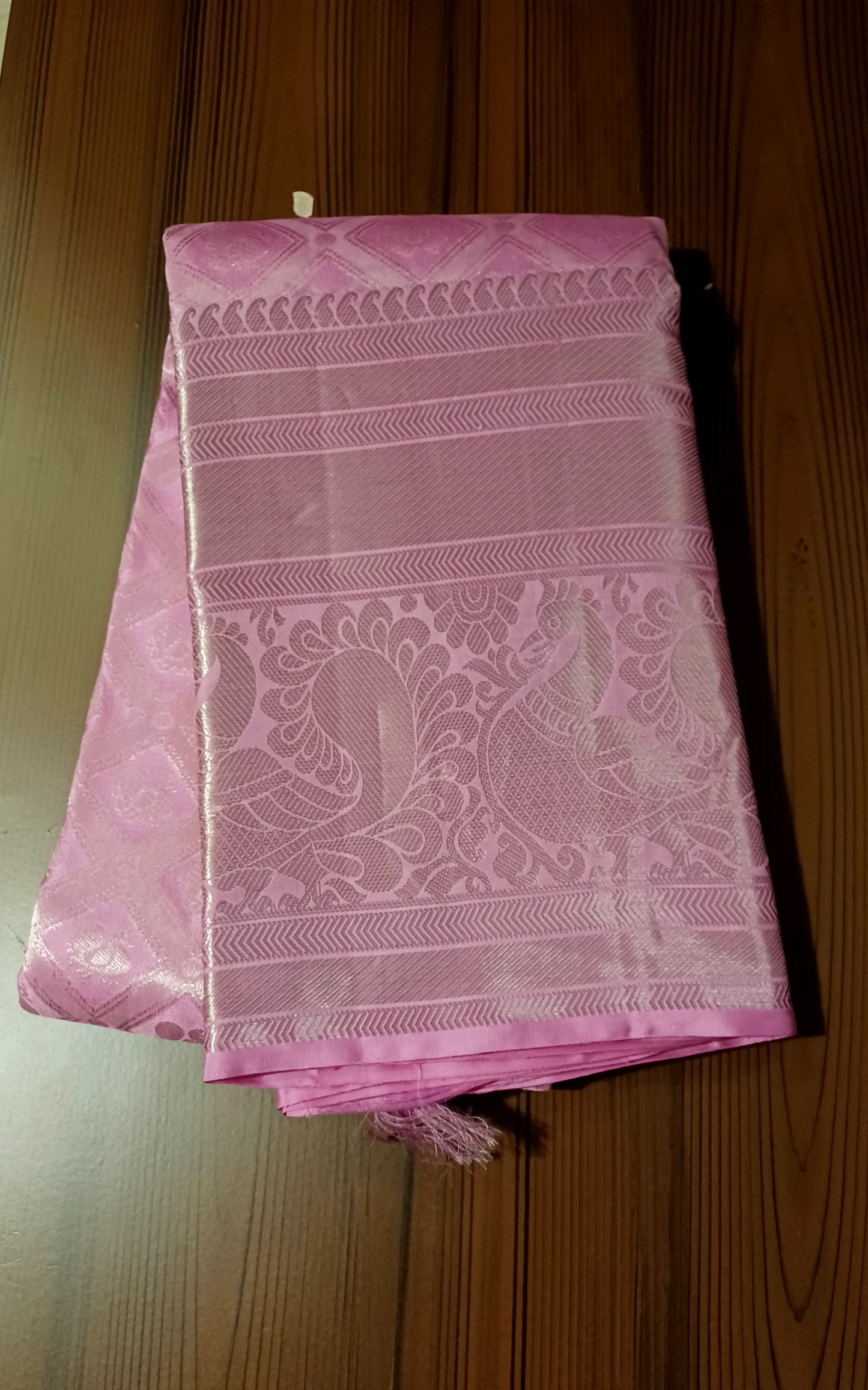 Baby Pink Bridal Kanchipuram pure silk brocade weave saree
