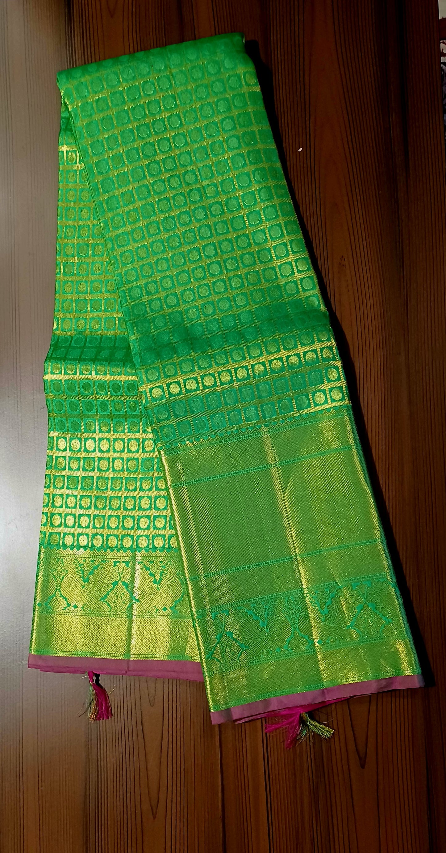 Green Bridal Kanchipuram pure silk brocade weave saree