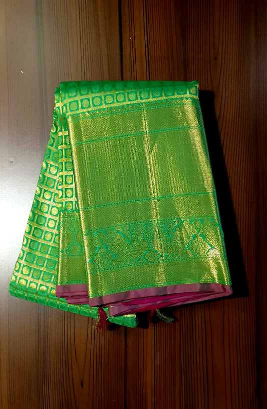 Green Bridal Kanchipuram pure silk brocade weave saree