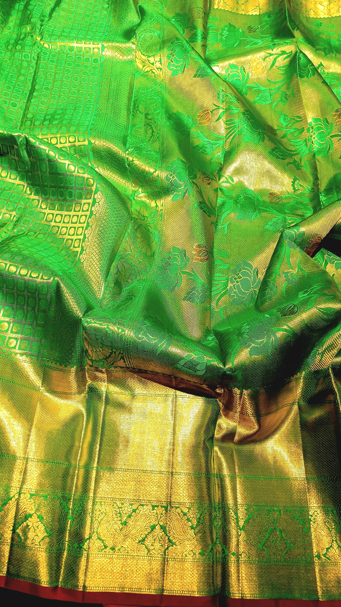 Green Bridal Kanchipuram pure silk brocade weave saree